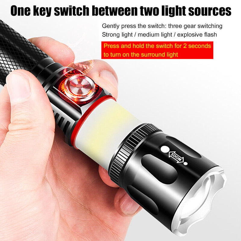 USB Rechargeable Flashlight 1000 Lumens Super Bright LED Torch for Camping