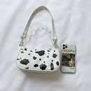 Fashion Cow Pattern Women Shoulder Bag Clear Acrylic Chain Tote Handbag (1)