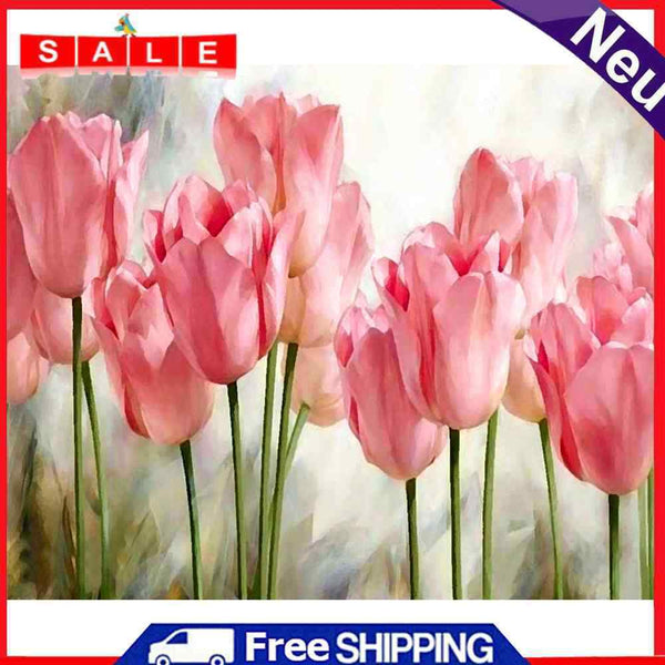 Oil Painting By Numbers Pink Roses Acrylic Paints Canvas Coloring Pictures