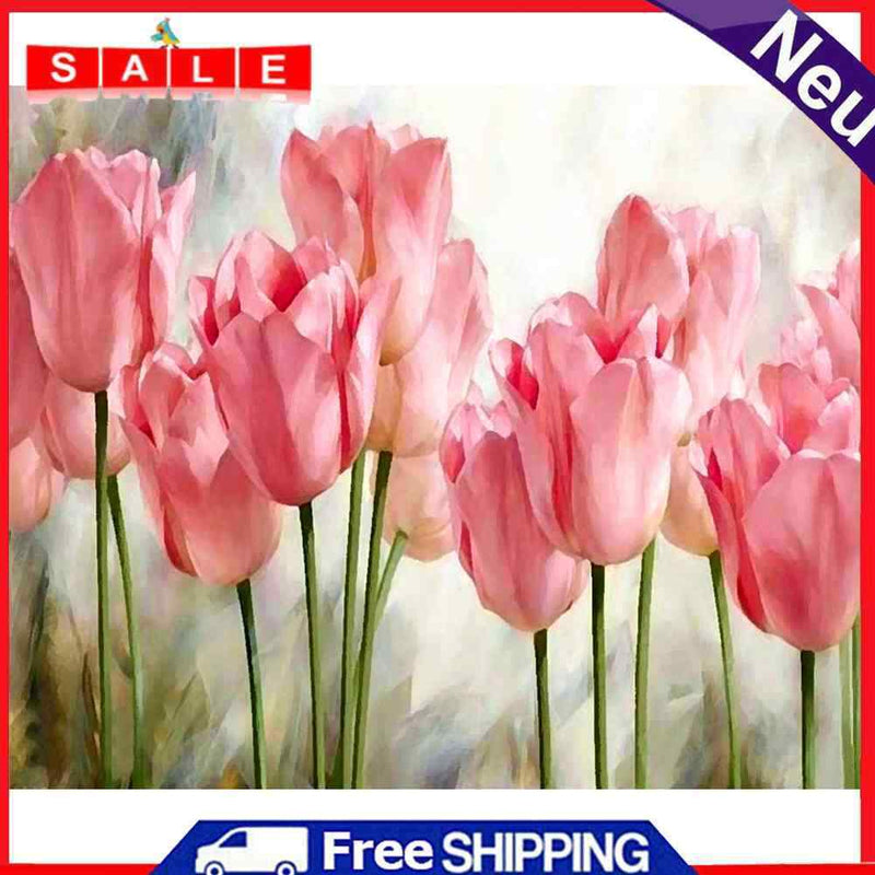 Oil Painting By Numbers Pink Roses Acrylic Paints Canvas Coloring Pictures