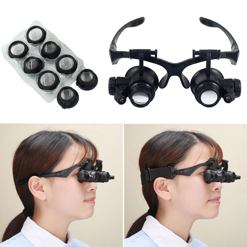 LED Magnifier Glasses Magnifying Headband Eyewear for Jewelers Watchmaker Newly