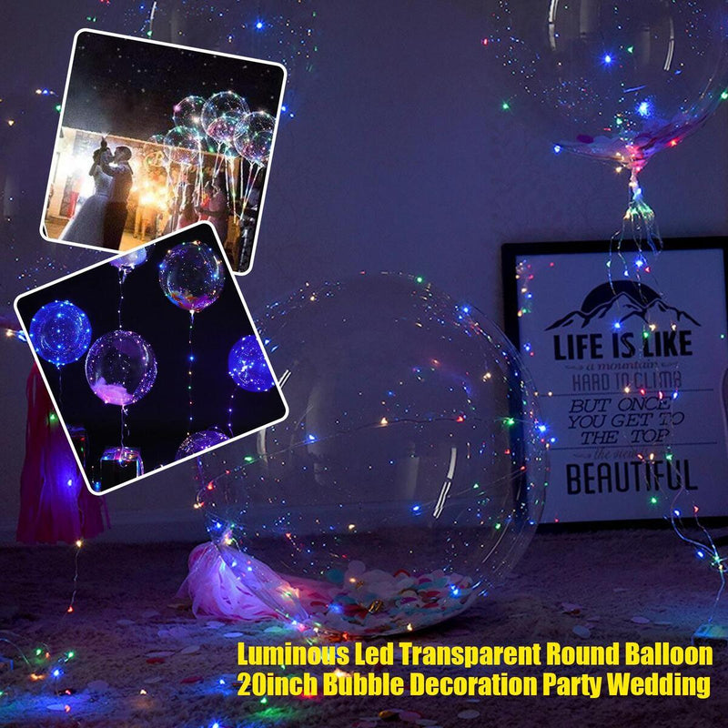LED Luminous Transparent Bobo Balloon Bouquet Rose Ball Valentine's Day Decor U.