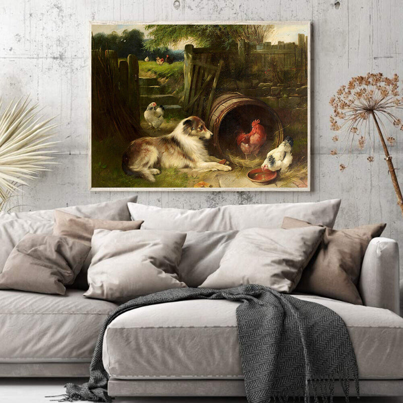 Dog Chicken Oil Paint By Numbers Kit DIY Acrylic Painting on Canvas (B1487)