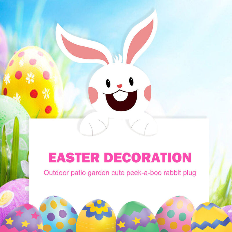 Fence Peeker - Easter Bunny Peeking Fence Signs for Patio Wall Holiday Craft