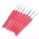 8 sizes Soft Plastic Handle Home Aluminum Crochet Knit Hook Needle  Rose