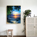 11CT Counted Full Cross Stitch Sunset Beach DIY Embroidery Home Decoration Gifts