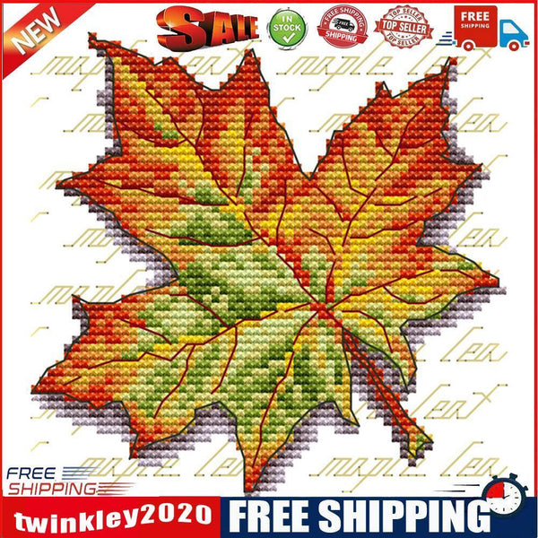 Cross Stitch Kit 14CT Stamp DIY Leaves Ecological Cotton Needlework (J194)