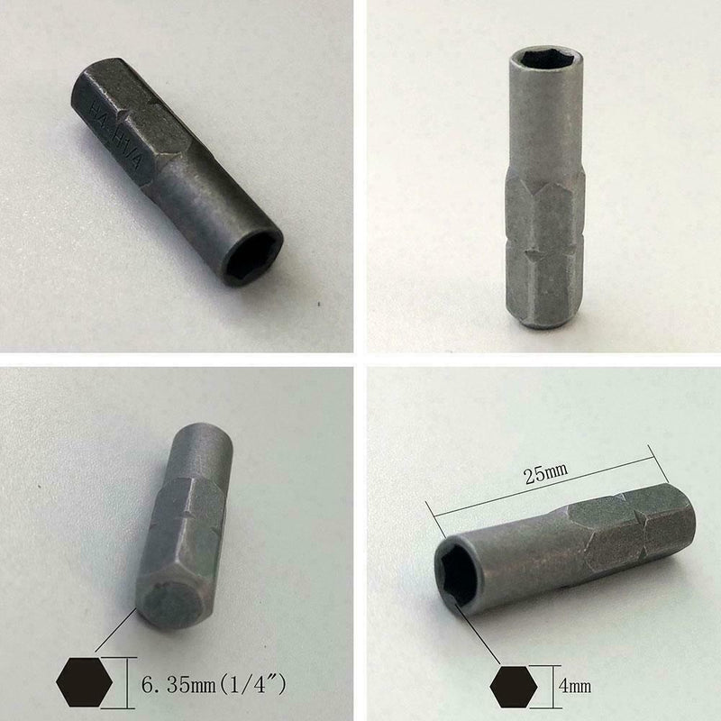 1/4" (6.35mm) hex shank to 4 mm driver socket bit adapter system 4