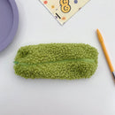 Stationery Storage Plush Pen Case Student School Cosmetic Organizer (Green)