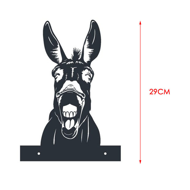 Animal Fence Metal Peeping Silhouette Donkey Cow Standing Art Statues (A) Newly