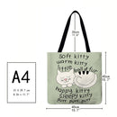 Cat letters Printed Shoulder Shopping Bag Casual Large Tote Handbag