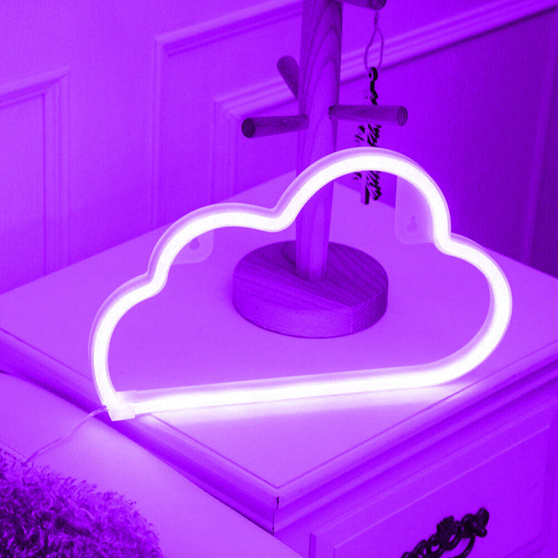 Cartoon Cloud Neon Light USB Battery Operated Art Hanging Lamp (Purple) Newly
