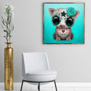 Pig Blue Roses Diamond Painting Rhinestone Full Round Drill for Room Decorati