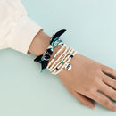 LOVE Round Card Layered Hand Chain Silk Scarf Bowknot Women Rice Bead Bracele