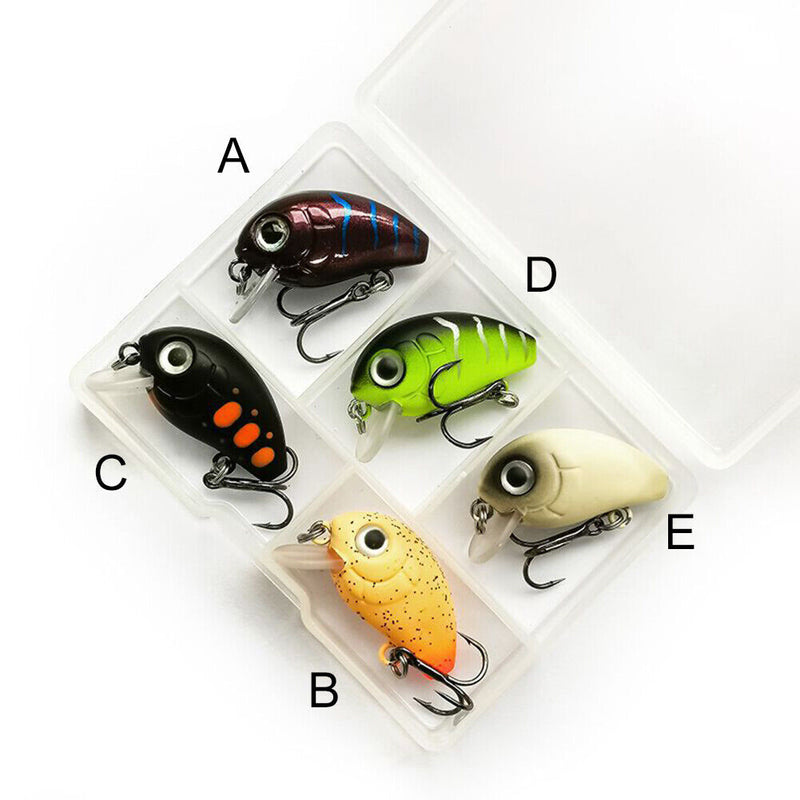 5pcs/set 2.05g 3cm Mini Wobblers Crankbait Fishing Lure Artificial Hard Baits