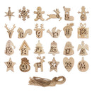 Wooden Pendant Christmas Advent Calendar Number Label Countdown Hanging Tags