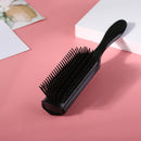 9 Rows Styling Brush Straight Curly Hair Detangling Massage Comb (Black)