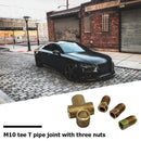 3 Way Tee Piece Brake T M10 Union + 3 Male Nuts for 3/16 inch Brake Pipe