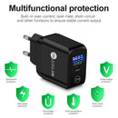 25W PD QC3.0 Mobile Phone Wall Charging USB Type C Fast Charger (Black EU) Newly