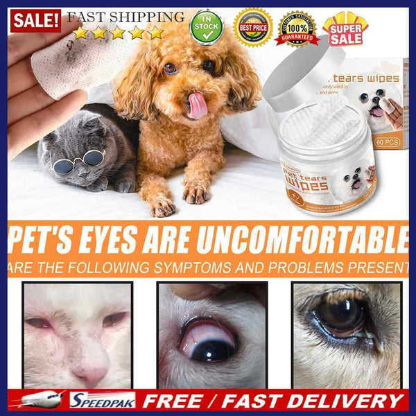 60pcs/set Eye Tear Cleaning Grooming Tools Non-woven Wipes Towel Pet Accessories