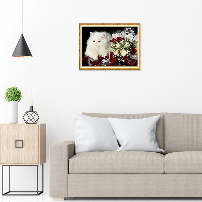 5D DIY Diamond Painting Cat Cross Stitch Embroidery Craft Kits Wall Art Set