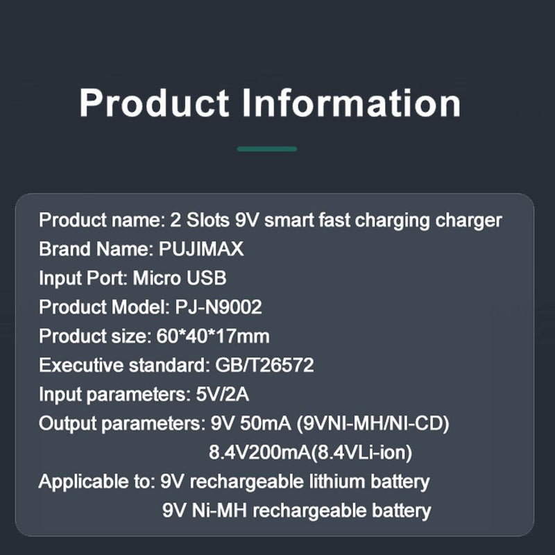 Intelligent Battery Charger For 9V Ni-MH/Ni-Cd/Li-ion Rechargeable Batteries