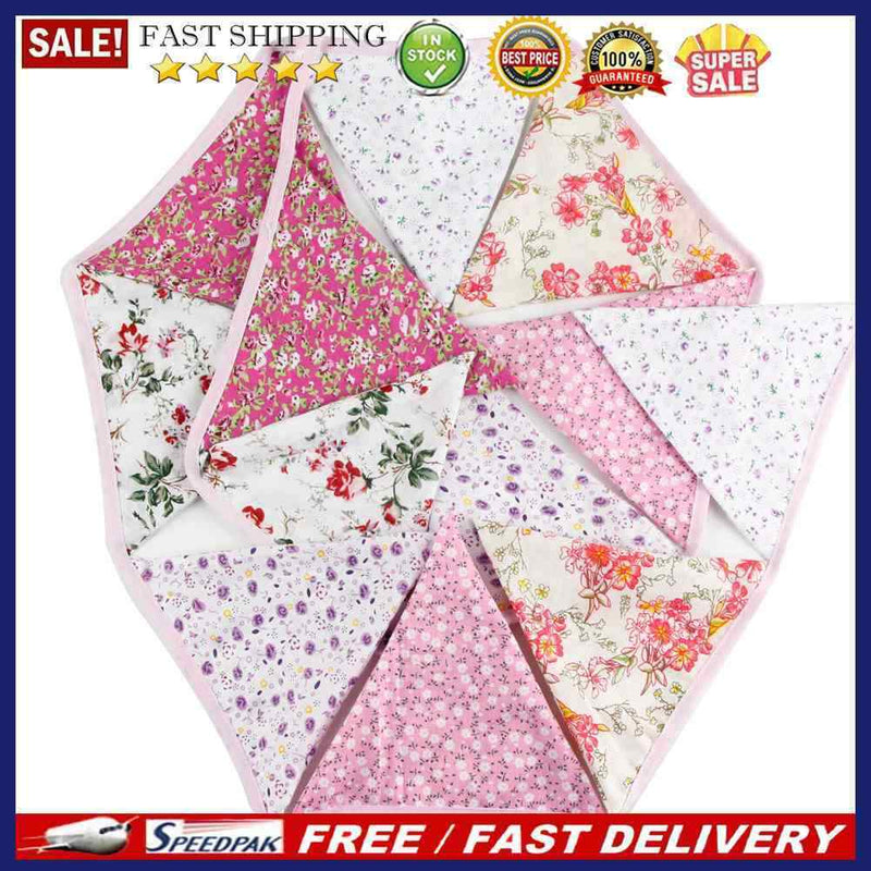 12 Flags 3.2m Retro Flowers Party Wedding Pennant Bunting Banner Decor