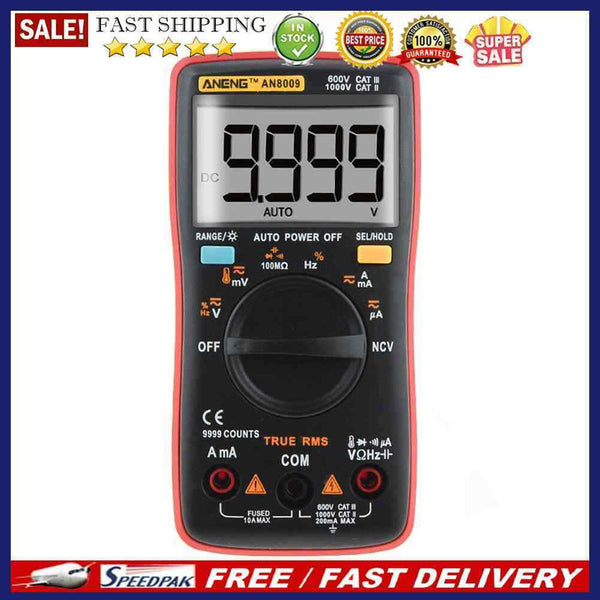 AN8009 True-RMS Auto Range Digital Multimeter NCV Ohmmeter AC/DC