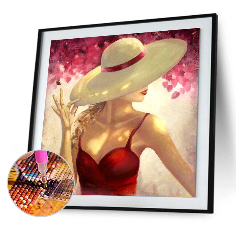 5D DIY Full Round Diamond Painting Modern Girl Mosaic Picture Kit Wall Art Craft