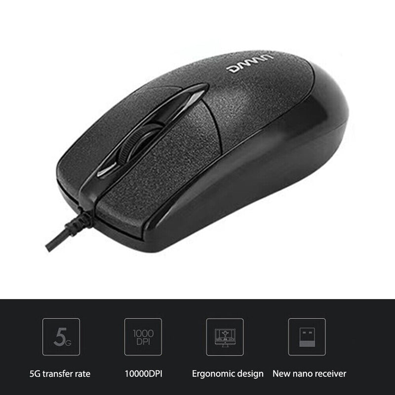 Optical USB Wired Mouse 3 Buttons 1200dpi Computer Laptop PC Ergonomic Mice