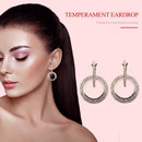 Rhinestone Round Dangle Ear Hoop Women Hollow Drop Earrings Alloy Jewelry Gif