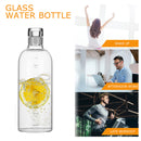 Motivational Glass Water Bottle Time Marker & Leakproof Design (750ml) Newly