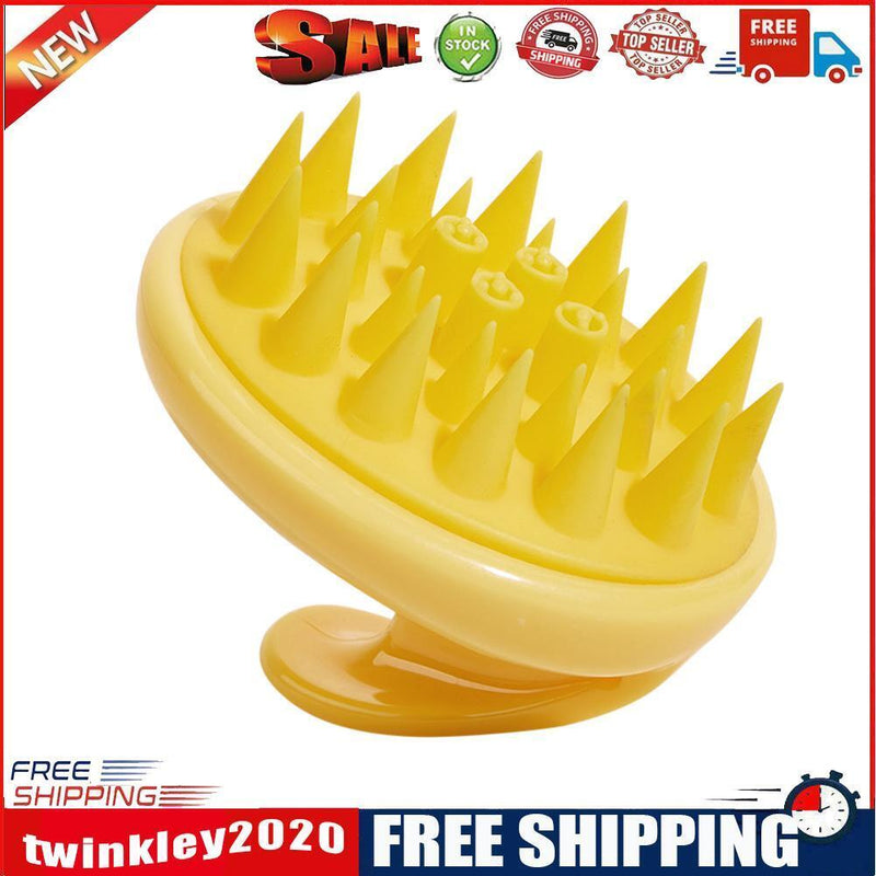 Silicone Head Body Massage Brush Hair Washing Clean Comb Hair Care (Yellow)