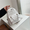 Women Leather Backpack Rhombus Fashion Student Girls Shoulder School Bag Mochila