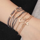 Fashion Bracelet Set Adjustable Bangle Hollow Star Moon Crystal Beads Stones