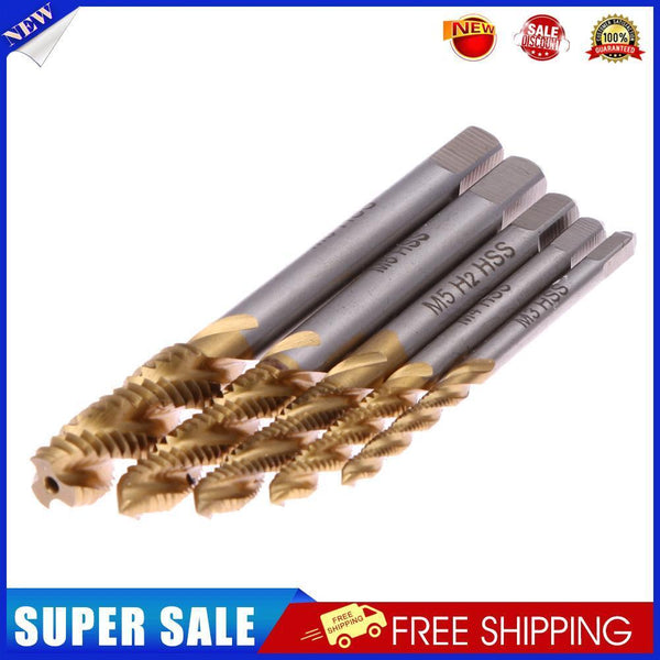 5pcs M3 M4 M5 M6 M8  Titanium Coated HSS Screw Thread Metric Spiral Fluted