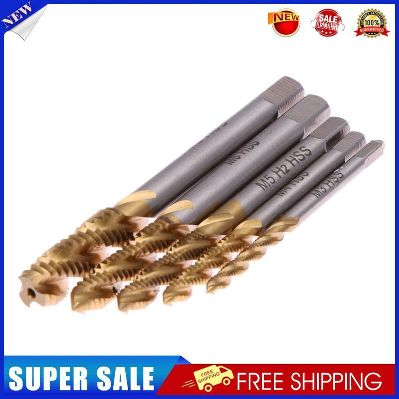 5pcs M3 M4 M5 M6 M8  Titanium Coated HSS Screw Thread Metric Spiral Fluted