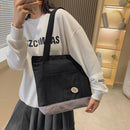 Women Fashion Canvas Patchwork Shoulder Bag Casual Large Capacity Tote Handbags