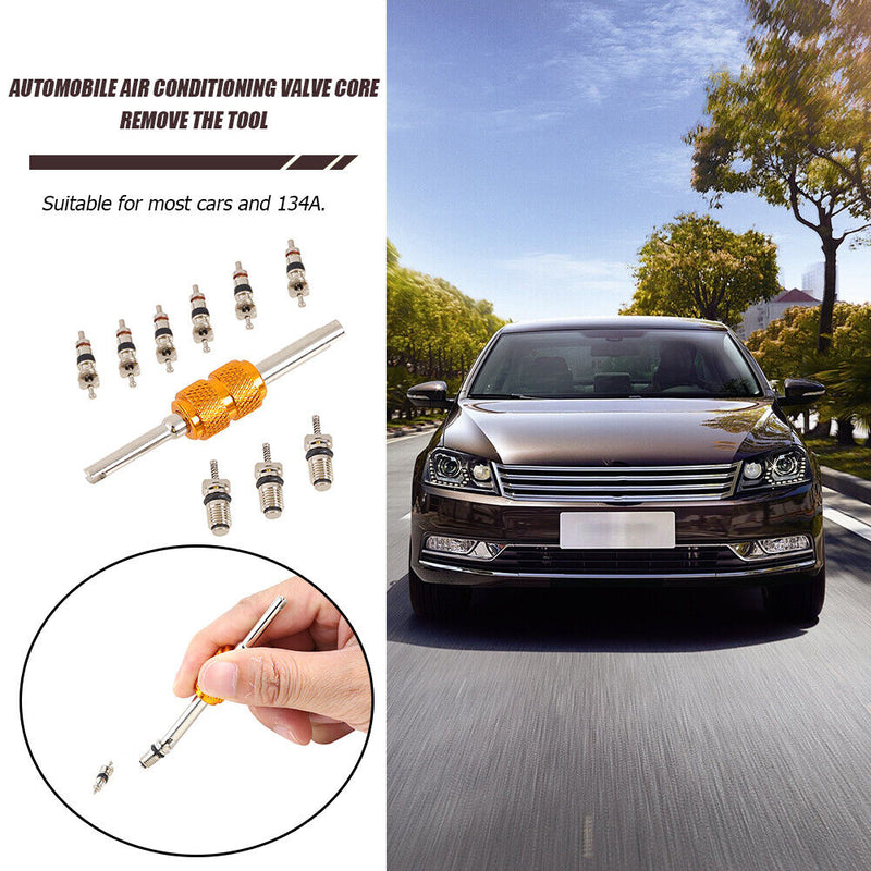9pcs R-134a Car A/C Air Conditioning Valve Cores with Remover Installer Tool