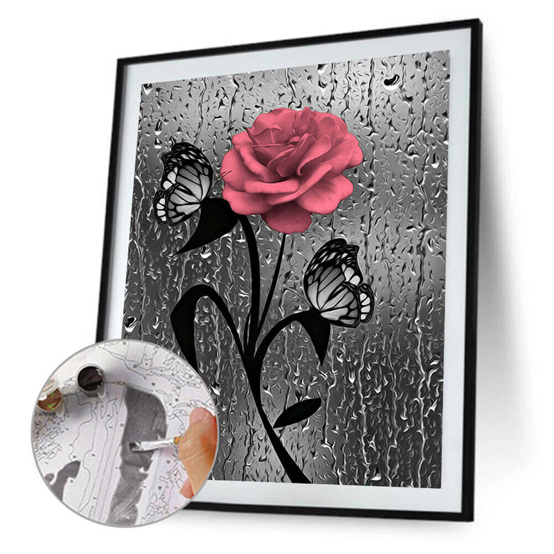 Flower Butterflies Canvas Painted Oil Paint By Numbers Modern Bedroom Wall Art