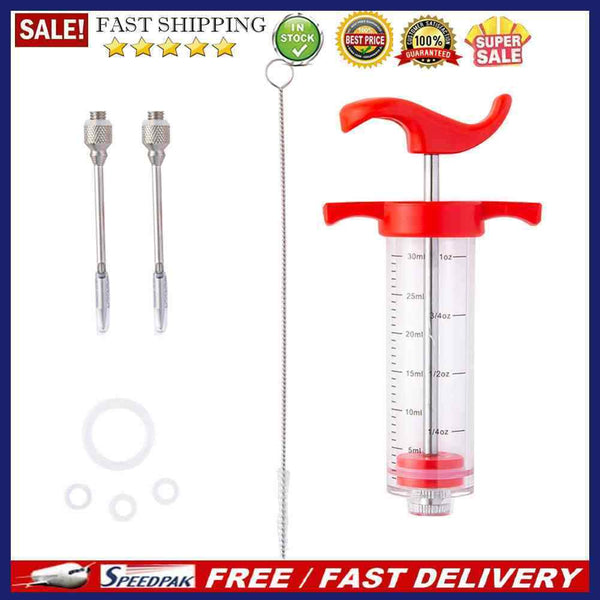 Stainless Steel Needle BBQ Flavor Injector Roast Meat Spice Sauce Syringe S