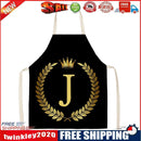 Letter J Printed Linen Apron Waterproof Home Cooking Baking Bibs (82X68CM)