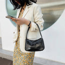 Retro Alligator PU Leather Handbag Women Casual Totes Shoulder Bag (Black)