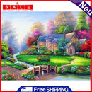 Bridge Villa 11CT Stamped Full Cross Stitch DIY Embroidery Handmade Cotton Art