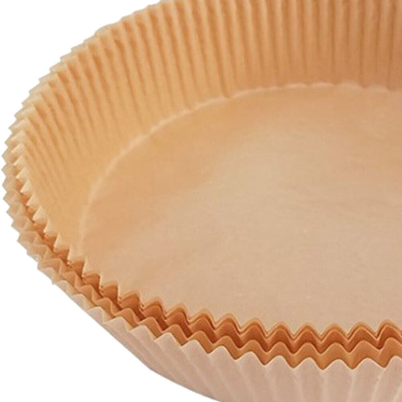 30x Air Fryer Paper Liner Non Stick Steaming Wood Pulp Paper Mats (Beige)