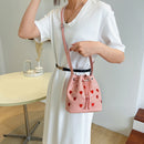 #A Shoulder Bag Leather Crossbody Bags Love Heart Embroidered Handbag Bucket Tra