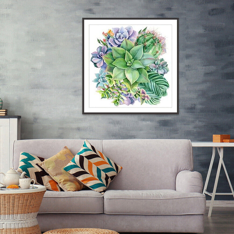 5D DIY Full Round Drill Diamond Painting Succulent Cross Stitch Craft Needlework