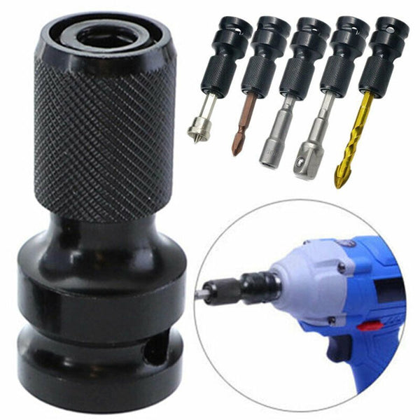 Wrench 1/2inch Drive to 1/4inch Change Socket Adapter Hex Drill Chuck Converter