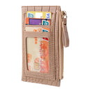 Retro Women PU Alligator Pattern Card Holder Contrast Color Wallet (Khaki)