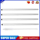 5pcs/set Heart Shaped Stainless Steel Straw Reusable Straw w/Cleaning Brush